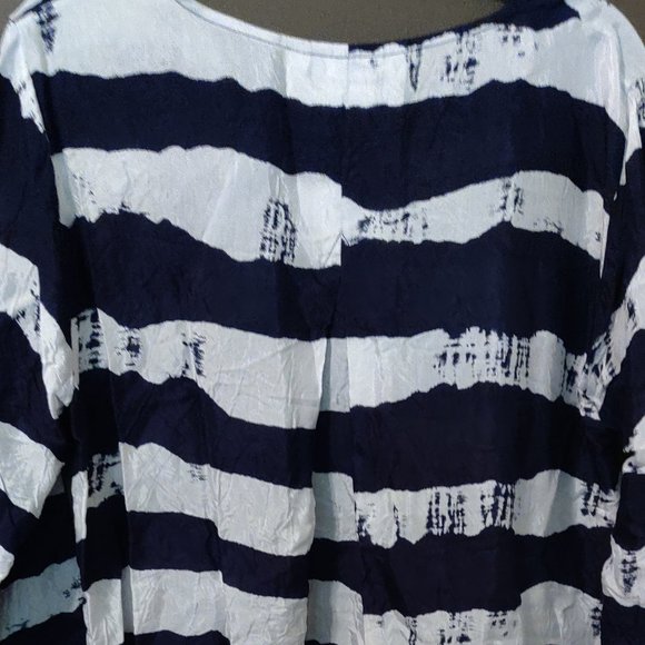 Masai Copenhagen Navy and Cream Stripe Viscose Blouse SIZE MEDIUM - Picture 3 of 5